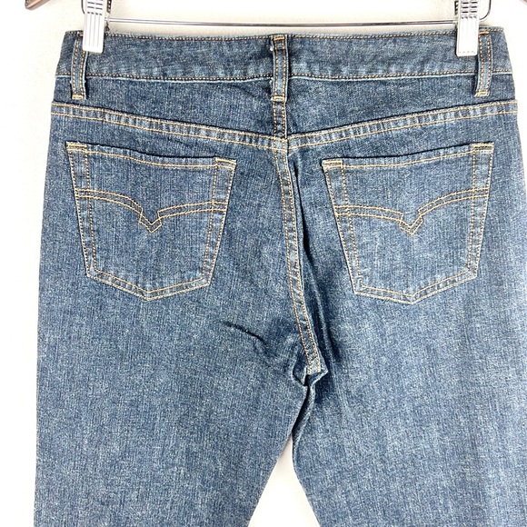 HALOGEN | 👖 Dark Blue Thick Low-Rise Wide Bootcut Denim Jeans - Picture 7 of 9